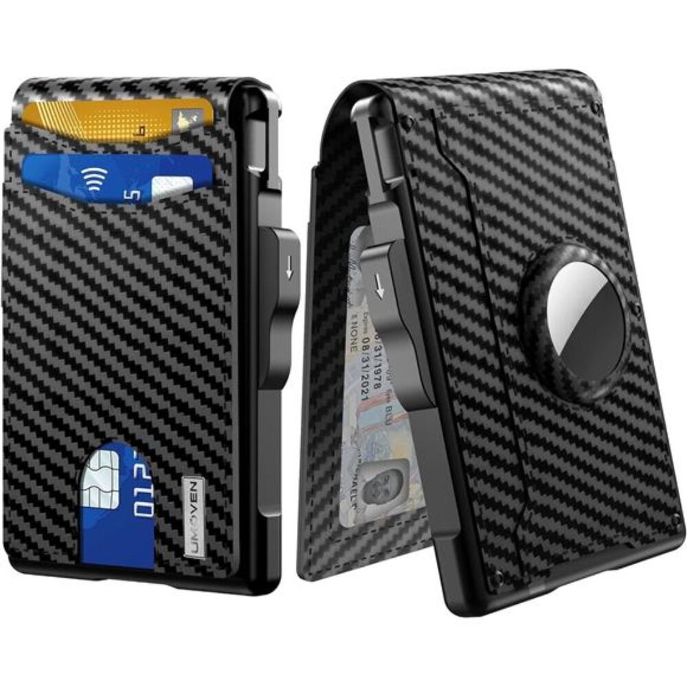 umoven AirTag Wallet for Men - with Pop Up Aluminum Case Money Clip Slim